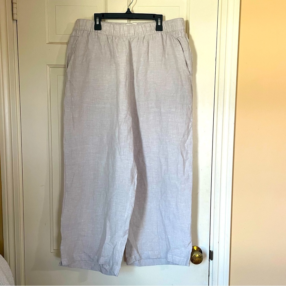 Cynthia Rowley Linen Pants Womens Size XL Beige Wide Leg Casual  Tan